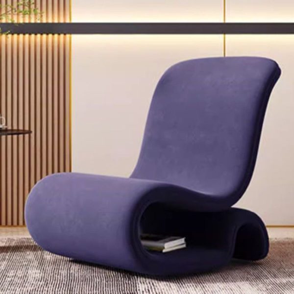 Modern Art Deco Velvet Iron Sponge Curved Shaped Accent Chair Backrest For Living Room - Image 13