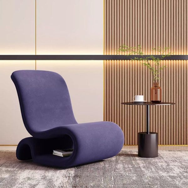 Modern Art Deco Velvet Iron Sponge Curved Shaped Accent Chair Backrest For Living Room - Image 14