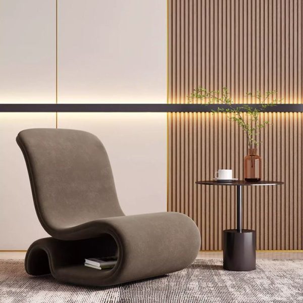 Modern Art Deco Velvet Iron Sponge Curved Shaped Accent Chair Backrest For Living Room - Image 15