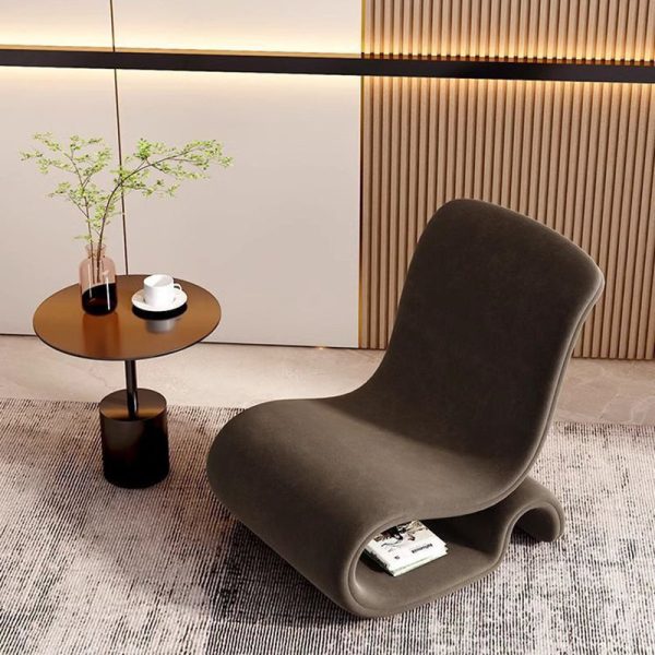 Modern Art Deco Velvet Iron Sponge Curved Shaped Accent Chair Backrest For Living Room - Image 16