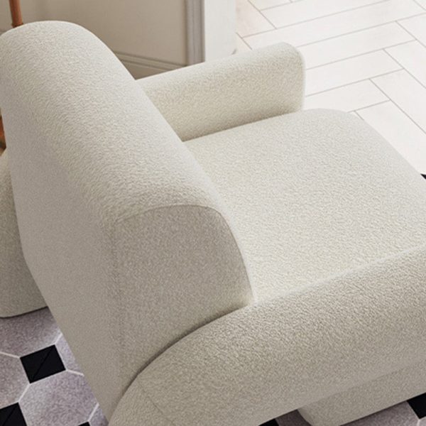 Contemporary Nordic Lambswool Wood Sponge Square Accent Chair Backrest Armrest For Living Room - Image 10