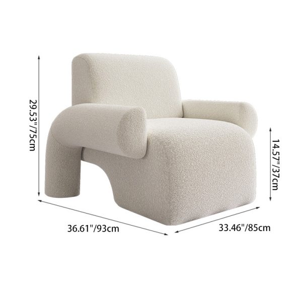 Contemporary Nordic Lambswool Wood Sponge Square Accent Chair Backrest Armrest For Living Room - Image 8