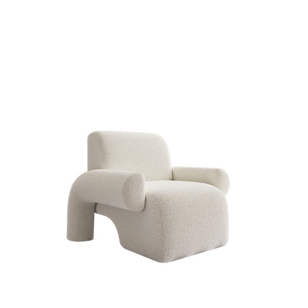 Contemporary Nordic Lambswool Wood Sponge Square Accent Chair Backrest Armrest For Living Room - Image 15