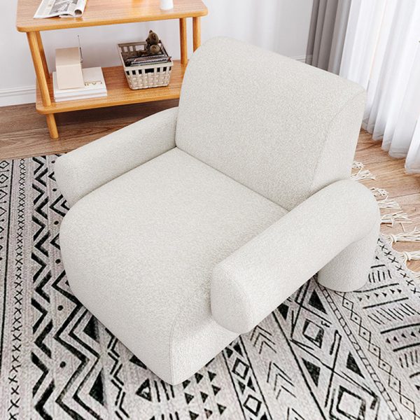Contemporary Nordic Lambswool Wood Sponge Square Accent Chair Backrest Armrest For Living Room - Image 7
