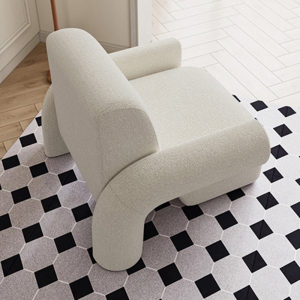 Contemporary Nordic Lambswool Wood Sponge Square Accent Chair Backrest Armrest For Living Room - Image 13