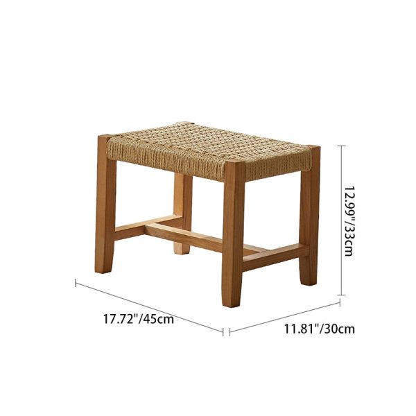 Traditional Japanese Weaving Ash Wood Rattan Rectangular Rocking Chair Recliner Armrest Footstool For Living Room - Image 7