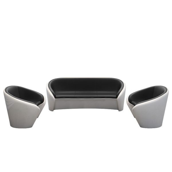 Contemporary Scandinavian Leather Fiberglass Oval Accent Chair & Table Set For Living Room - Image 17