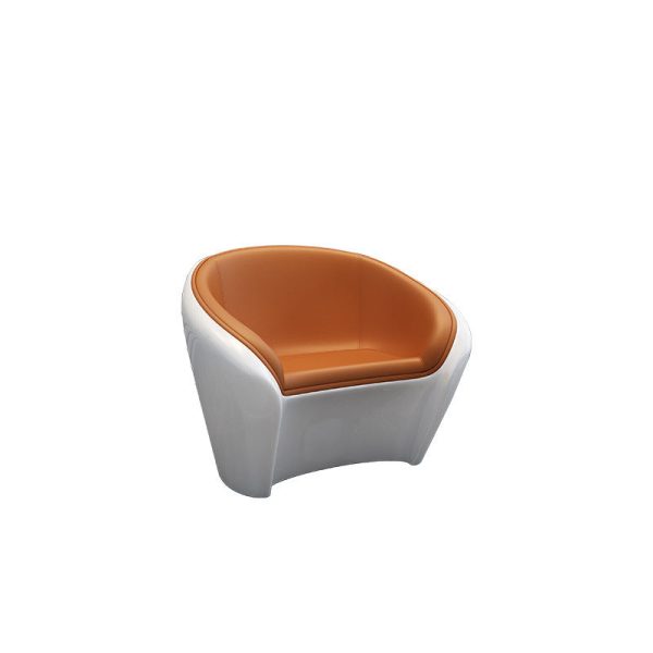 Contemporary Scandinavian Leather Fiberglass Oval Accent Chair & Table Set For Living Room - Image 13