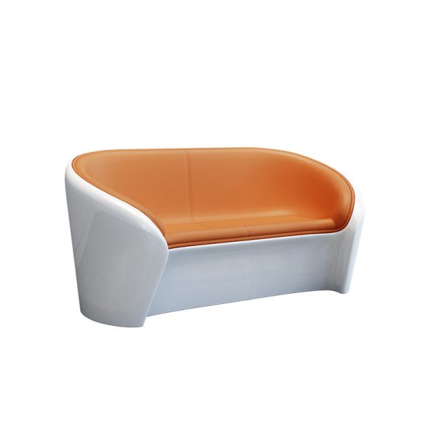Contemporary Scandinavian Leather Fiberglass Oval Accent Chair & Table Set For Living Room - Image 16