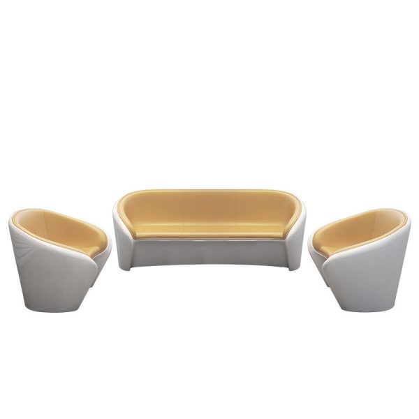 Contemporary Scandinavian Leather Fiberglass Oval Accent Chair & Table Set For Living Room - Image 18