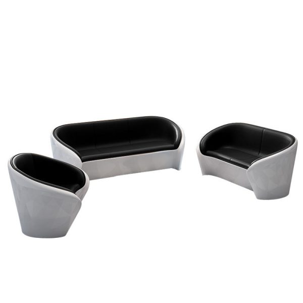 Contemporary Scandinavian Leather Fiberglass Oval Accent Chair & Table Set For Living Room - Image 20