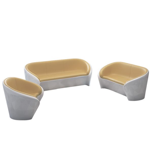 Contemporary Scandinavian Leather Fiberglass Oval Accent Chair & Table Set For Living Room - Image 21
