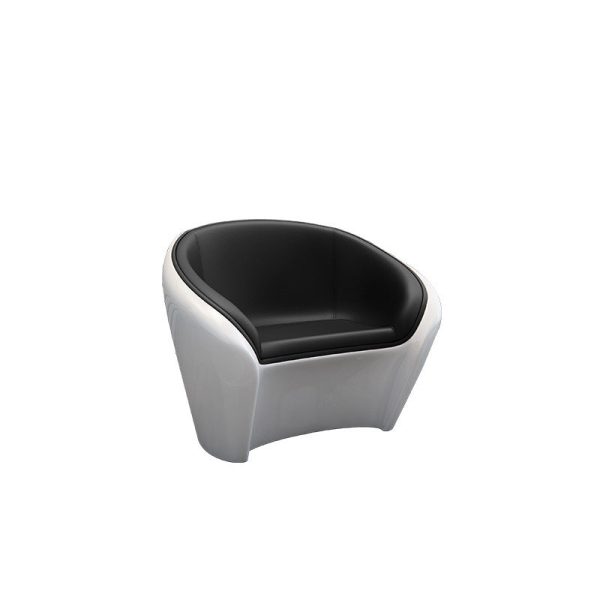 Contemporary Scandinavian Leather Fiberglass Oval Accent Chair & Table Set For Living Room - Image 11