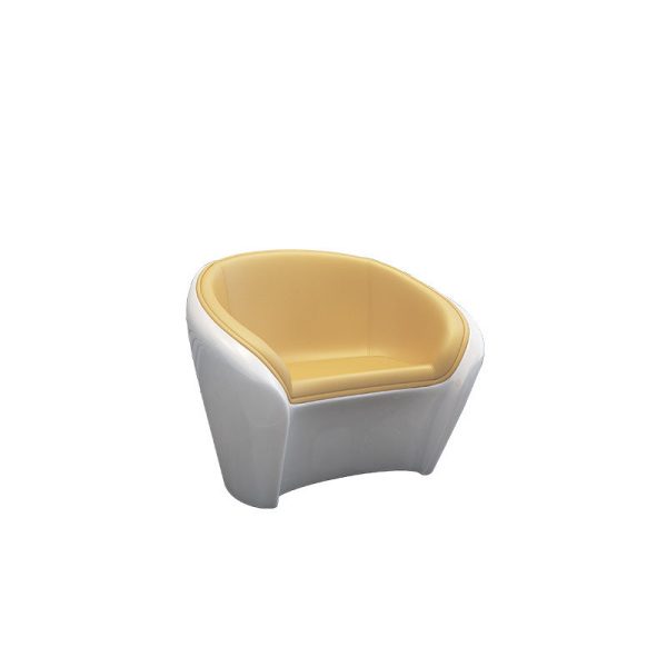 Contemporary Scandinavian Leather Fiberglass Oval Accent Chair & Table Set For Living Room - Image 12