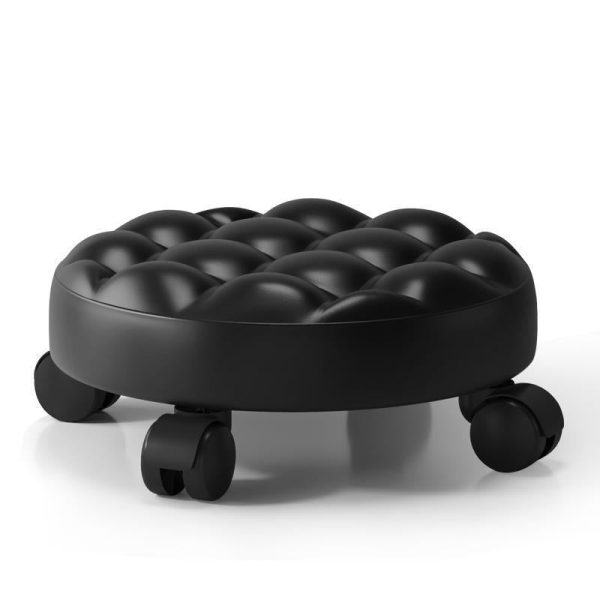 Contemporary Retro Leather Sponge Plate Bread Round Low Stool Backless Movable For Entryway - Image 14