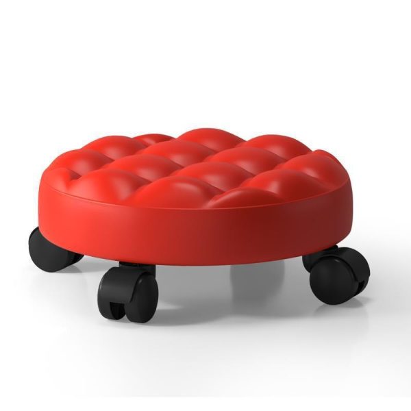 Contemporary Retro Leather Sponge Plate Bread Round Low Stool Backless Movable For Entryway - Image 15