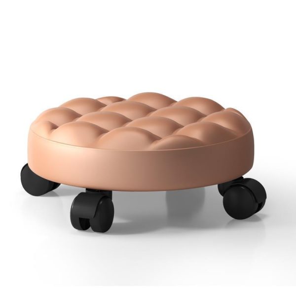 Contemporary Retro Leather Sponge Plate Bread Round Low Stool Backless Movable For Entryway - Image 16