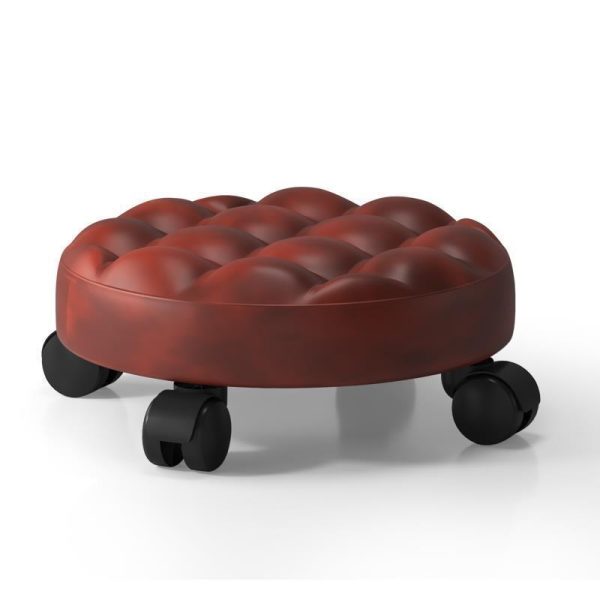 Contemporary Retro Leather Sponge Plate Bread Round Low Stool Backless Movable For Entryway - Image 17