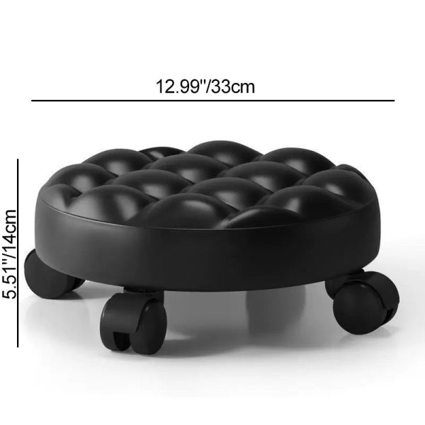 Contemporary Retro Leather Sponge Plate Bread Round Low Stool Backless Movable For Entryway - Image 6