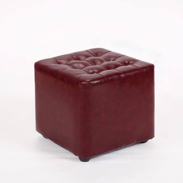Modern Simplicity Leather Wood Sponge Round Square Footstool Backless For Living Room - Image 24