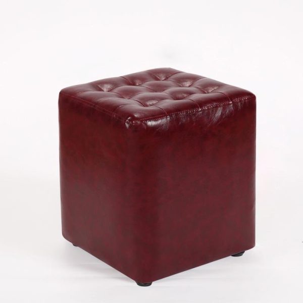 Modern Simplicity Leather Wood Sponge Round Square Footstool Backless For Living Room - Image 25