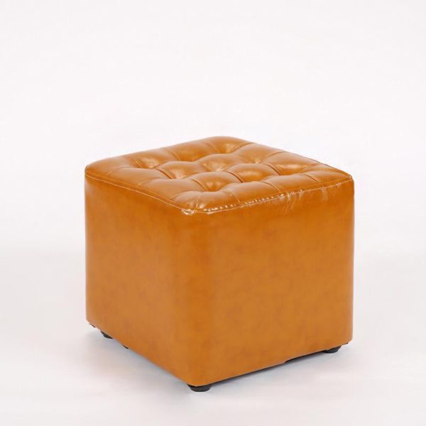 Modern Simplicity Leather Wood Sponge Round Square Footstool Backless For Living Room - Image 26