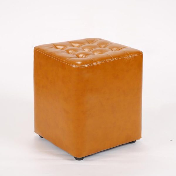 Modern Simplicity Leather Wood Sponge Round Square Footstool Backless For Living Room - Image 27