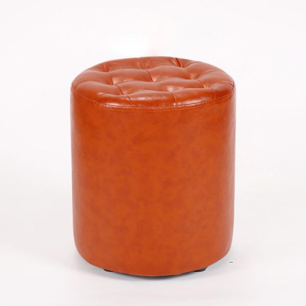 Modern Simplicity Leather Wood Sponge Round Square Footstool Backless For Living Room - Image 33