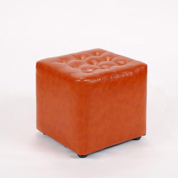Modern Simplicity Leather Wood Sponge Round Square Footstool Backless For Living Room - Image 20
