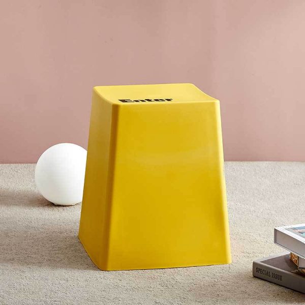 Contemporary Creative PP Trapezoidal Keyboard Button Stackable Stool Backless For Dining Room - Image 16