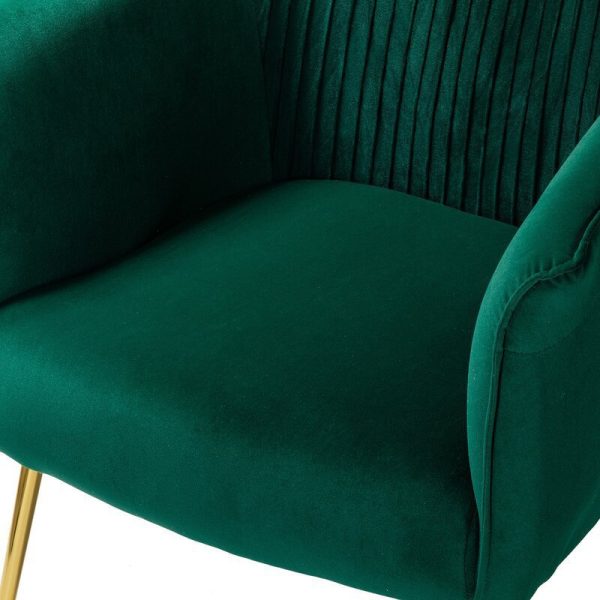 Contemporary Scandinavian Velvet Iron Sponge Striped Square Accent Chair Backrest Armrest For Living Room - Image 10