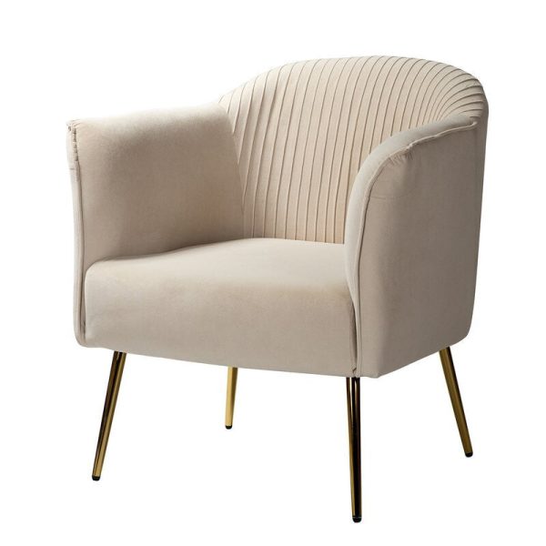 Contemporary Scandinavian Velvet Iron Sponge Striped Square Accent Chair Backrest Armrest For Living Room - Image 12