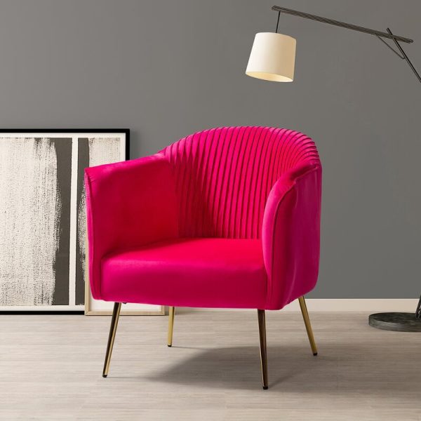 Contemporary Scandinavian Velvet Iron Sponge Striped Square Accent Chair Backrest Armrest For Living Room - Image 6