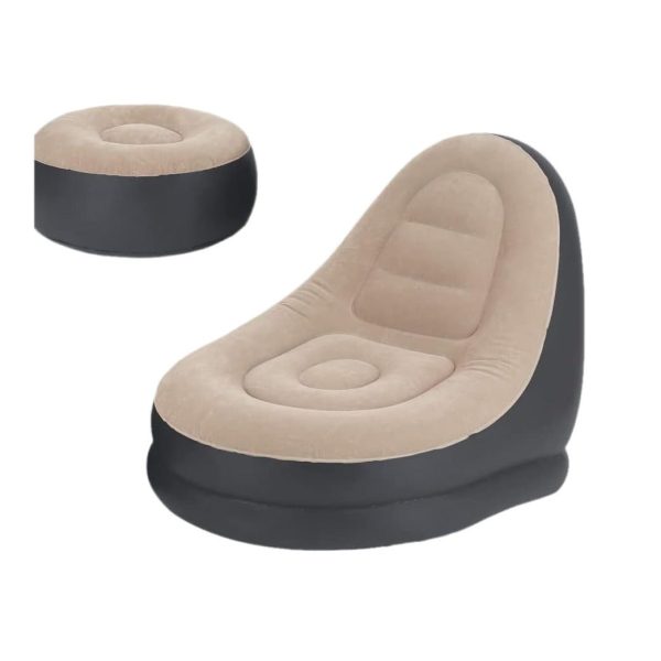 Contemporary Creative Velvet PVC Round Egg-Shape Inflatable Sofa Backrest Footrest For Bedroom - Image 6