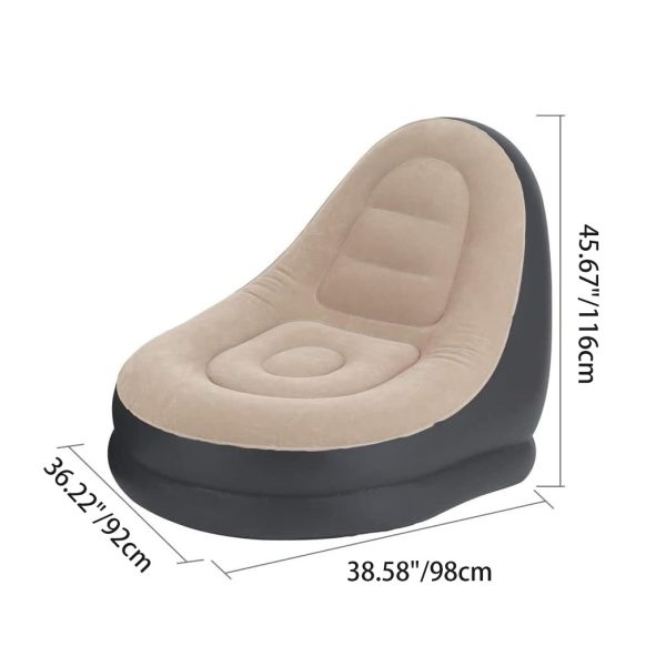 Contemporary Creative Velvet PVC Round Egg-Shape Inflatable Sofa Backrest Footrest For Bedroom - Image 7