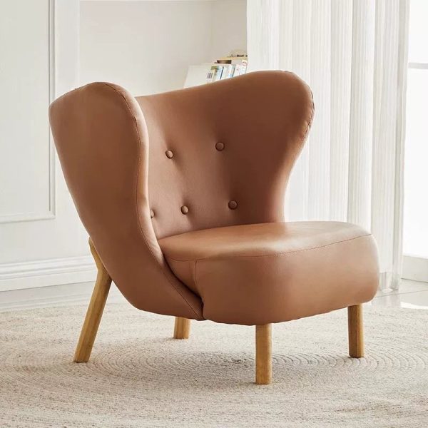 Contemporary Nordic Lambswool Corduroy Plush Wood Curved Accent Chair Backrest Footrest For Living Room - Image 15