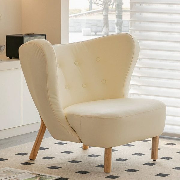 Contemporary Nordic Lambswool Corduroy Plush Wood Curved Accent Chair Backrest Footrest For Living Room - Image 19