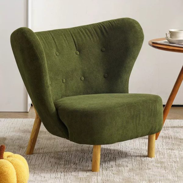Contemporary Nordic Lambswool Corduroy Plush Wood Curved Accent Chair Backrest Footrest For Living Room - Image 14