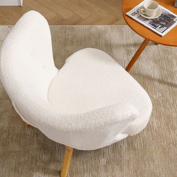 Contemporary Nordic Lambswool Corduroy Plush Wood Curved Accent Chair Backrest Footrest For Living Room - Image 11