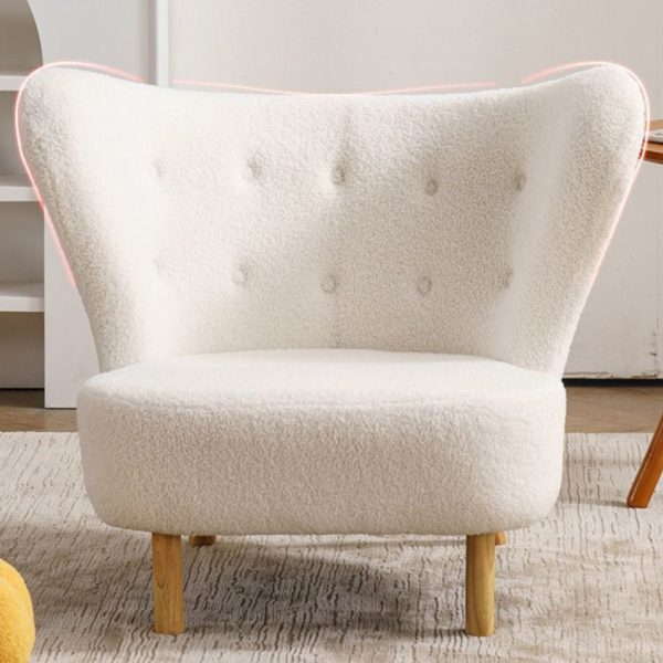 Contemporary Nordic Lambswool Corduroy Plush Wood Curved Accent Chair Backrest Footrest For Living Room - Image 5