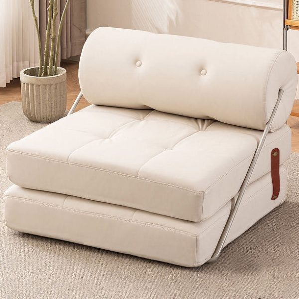 Modern Simplicity Velvet Leather Stainless Steel Sponge Square Tofu Foldable Lazy Sofa Backrest For Bedroom - Image 4