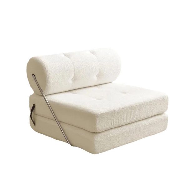 Modern Simplicity Velvet Leather Stainless Steel Sponge Square Tofu Foldable Lazy Sofa Backrest For Bedroom - Image 25
