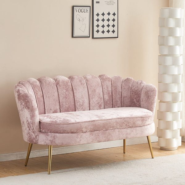 Contemporary Scandinavian Velvet Wood Sponge Metal Round Oval Petal Sofa Backrest Armrest For Living Room - Image 6