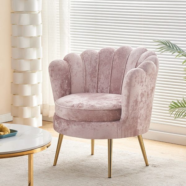 Contemporary Scandinavian Velvet Wood Sponge Metal Round Oval Petal Sofa Backrest Armrest For Living Room - Image 14