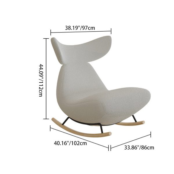 Contemporary Nordic Lambswool Wood Sponge Whale Recliner Rocking Chair Footrest Backrest For Living Room - Image 8