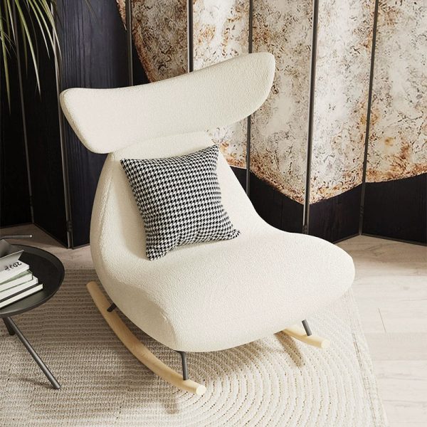 Contemporary Nordic Lambswool Wood Sponge Whale Recliner Rocking Chair Footrest Backrest For Living Room - Image 7