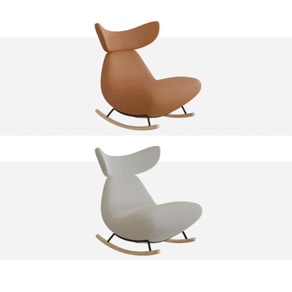 Contemporary Nordic Lambswool Wood Sponge Whale Recliner Rocking Chair Footrest Backrest For Living Room - Image 13