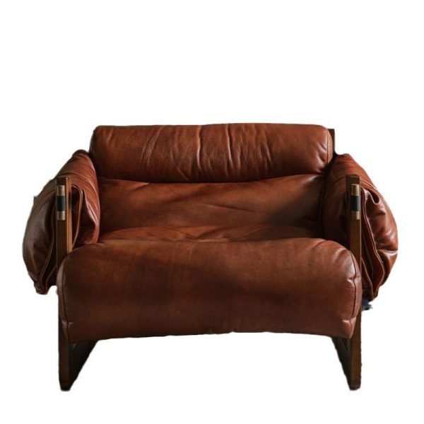 Contemporary Retro Leather Ash Wood Cotton Down Square Accent Chair Backrest Armrest For Living Room - Image 19