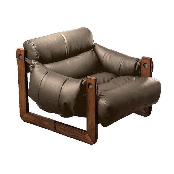 Contemporary Retro Leather Ash Wood Cotton Down Square Accent Chair Backrest Armrest For Living Room - Image 18