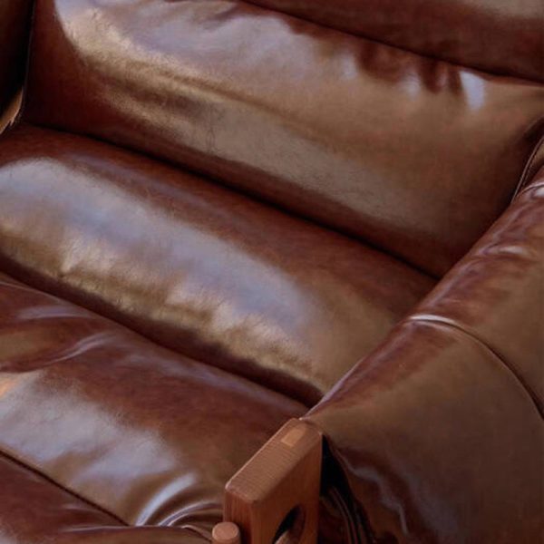 Contemporary Retro Leather Ash Wood Cotton Down Square Accent Chair Backrest Armrest For Living Room - Image 8